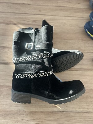 Geox Mädchen Schuhe Neu Gr 37 schwarz  Veloursleder