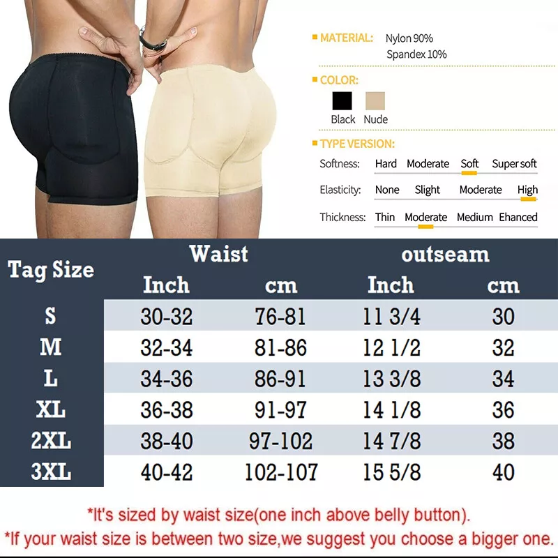 Men's Butt Lifter Hip Enhancer Briefs Padded Boxer Underwear Skinny Panty  Shaper