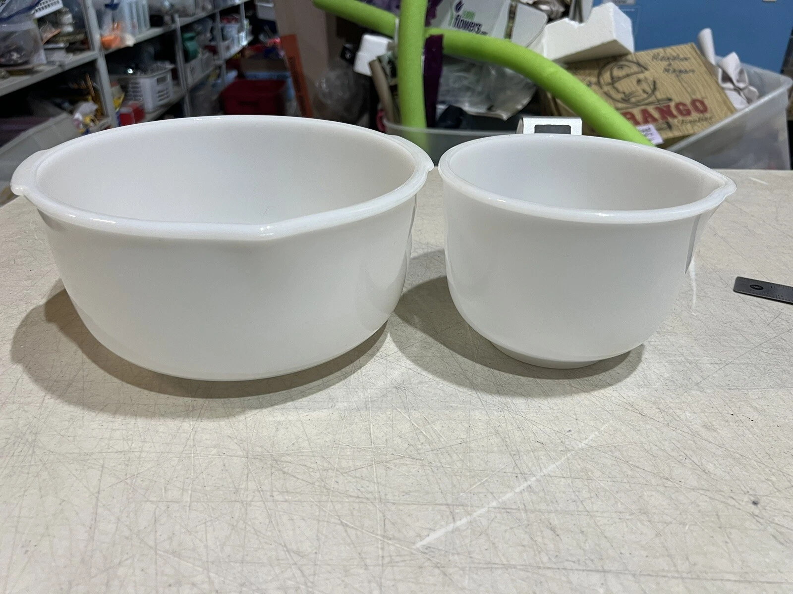 Set 2 Glasbake for Sunbeam Mixing Bowls White Milk Glass #25 Stand Mixer