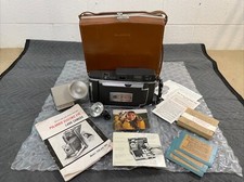 Vintage POLAROID 900 Electric Eye Land Camera w/OG Leather Case, Manual Extras