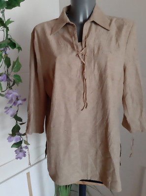 Damen  Bluse Tunika  Gr. 44 beige Wildlederoptik Neu