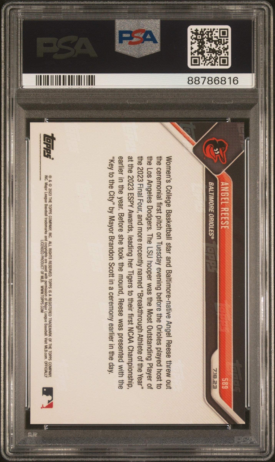Graded 2023 Topps Now Angel Reese #589 Rookie RC Basketball Card PSA 10 Gem Mint view 2