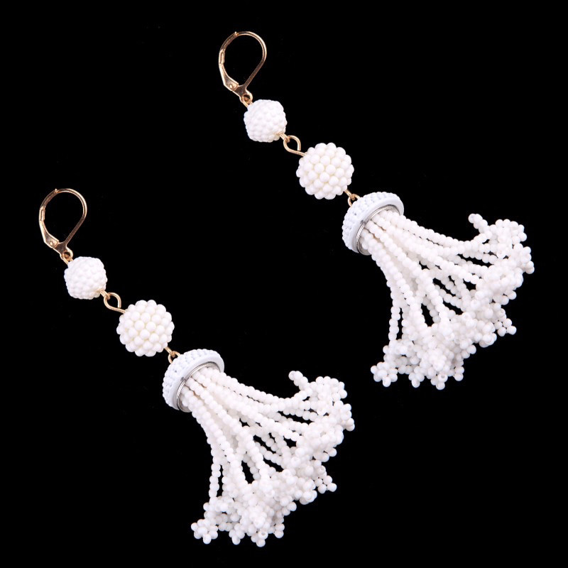 Long White Tassel Earrings Trendy Fashion Fringe Earrings 3” Long Gold & Silver eBay