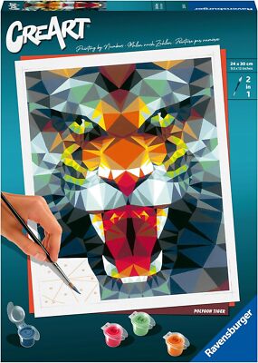 Ravensburger CreArt - Malen nach Zahlen 23514 Polygon Tiger ab 12 Jahren, Bild