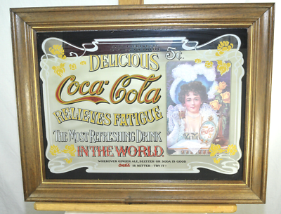 VINTAGE COCA COLA BAR MIRROR FRAMED IN WOOD | eBay