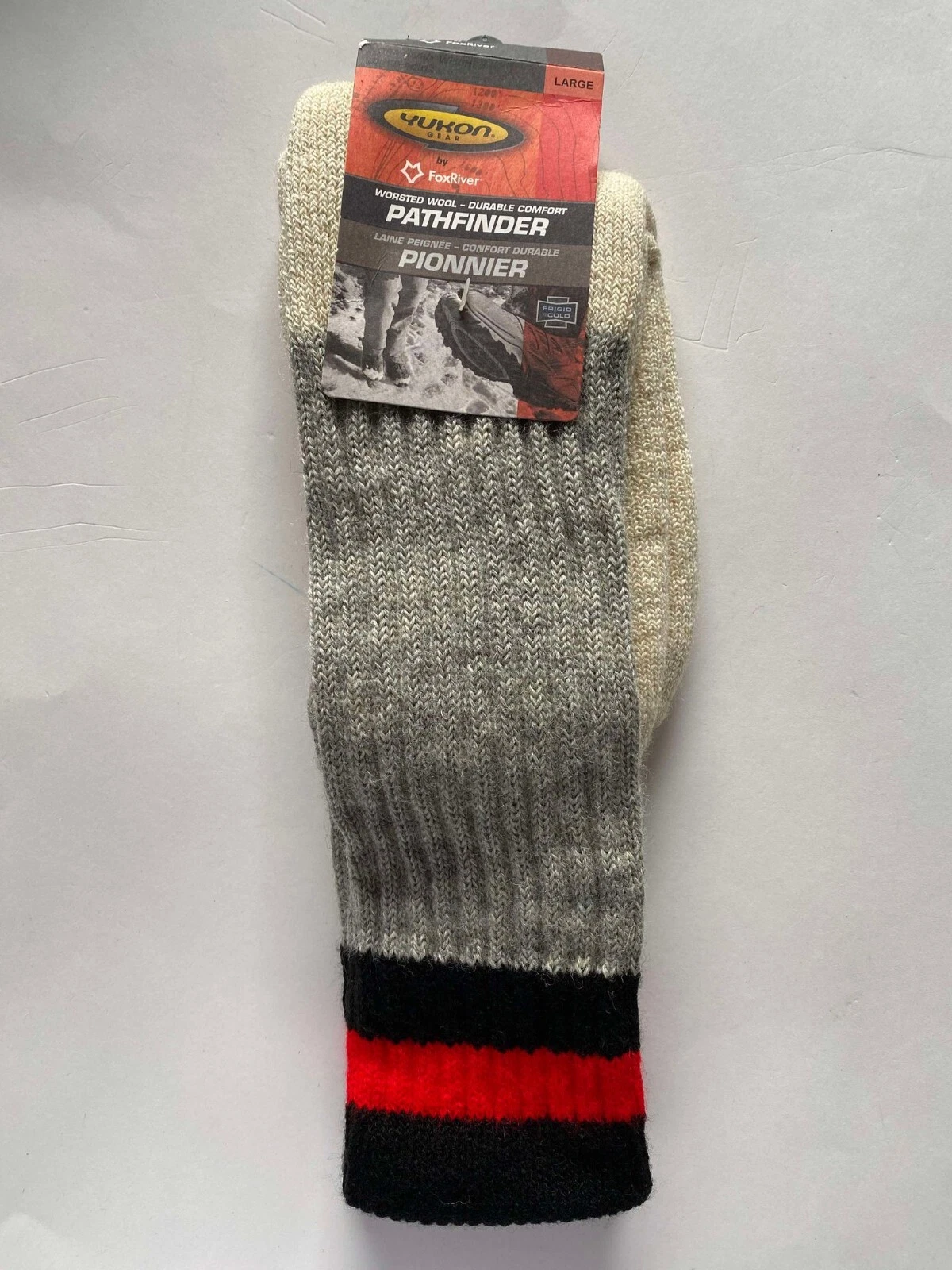Yukon Gear Outdoor Sock LARGE LG 07030 GREY LARGE SHOE SIZE Pathfinder wool NEW