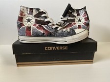 Converse high top hi top GRAFFITI GB UK UNION JACK FLAG SHOES Unisex UK 8 & 10