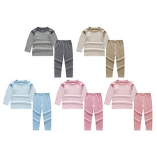 Kids Girls Boys Sleepwear Long Johns Underwear Set Base Layer Tops With Pants