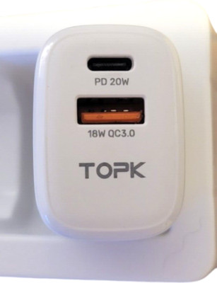 TOPK 20w Fast Charger - Dual Port - Type-C - USB