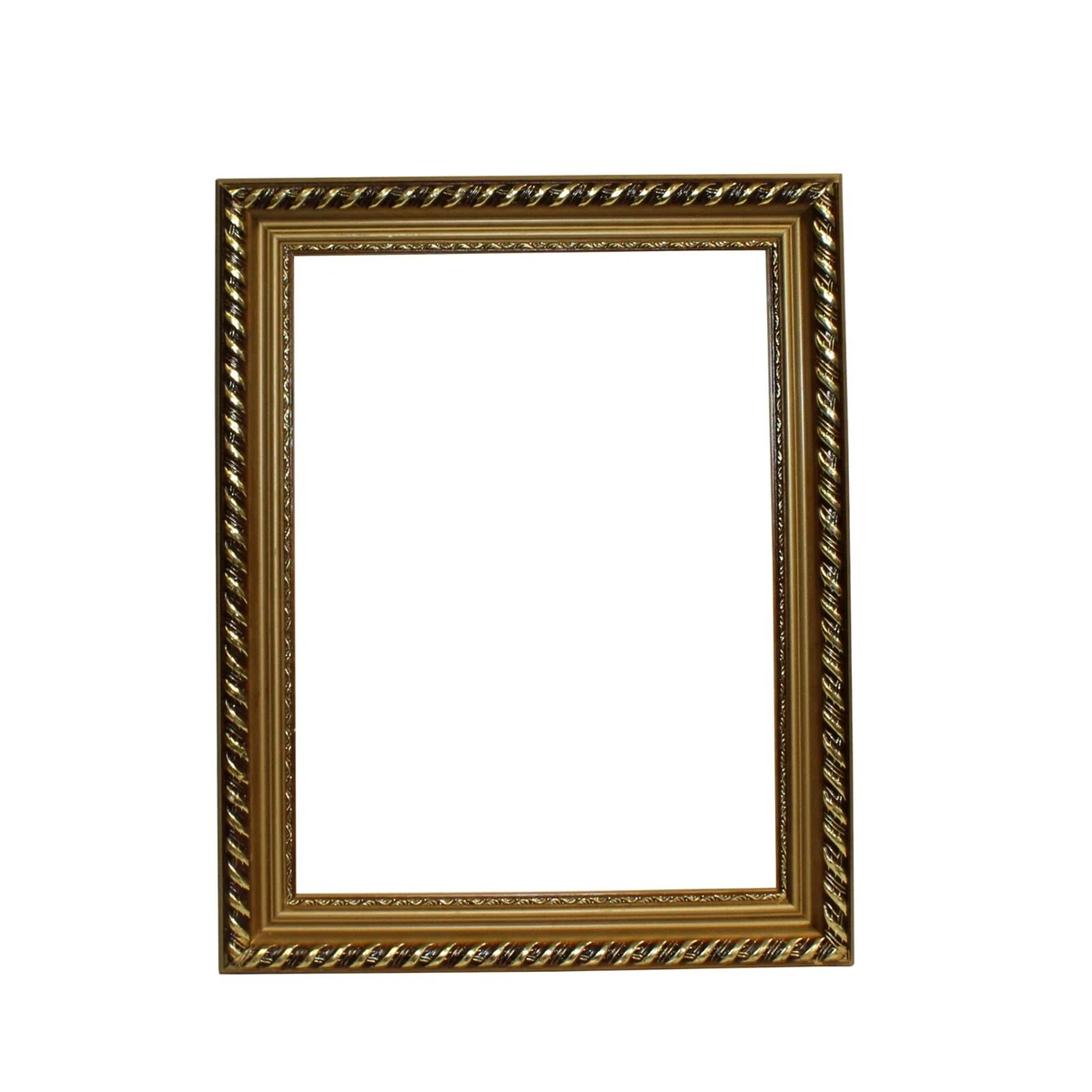 F3 Wood Golden Scroll Motif Rim Rectangular Picture Painting Frame