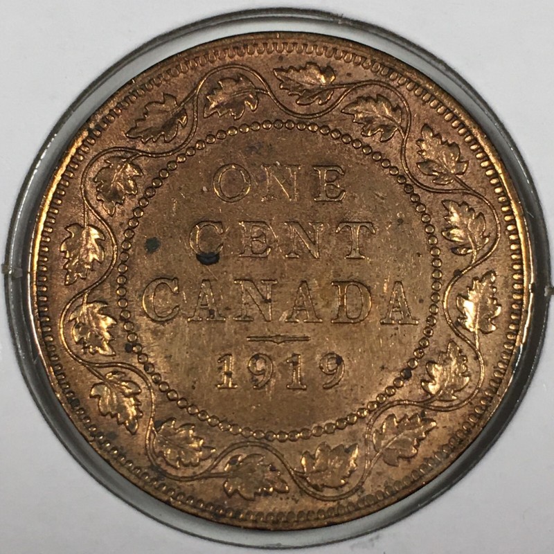 1919 Canada 1 Cent - George V - Extremely Fine (XF) KM#21 Cleaned - 5435-AH