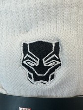 BLACK PANTHER Crew Socks, White, One Size 6-12, Embroidered Logo Marvel Disney's