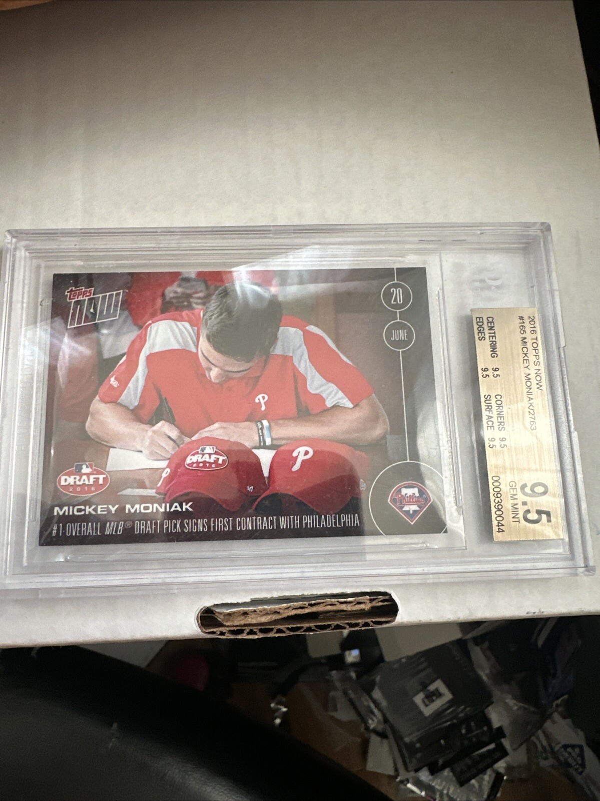 2016 Topps Now Topps Online Exclusive /2763 Mickey Moniak #165 BGS 9.5 GEM MINT