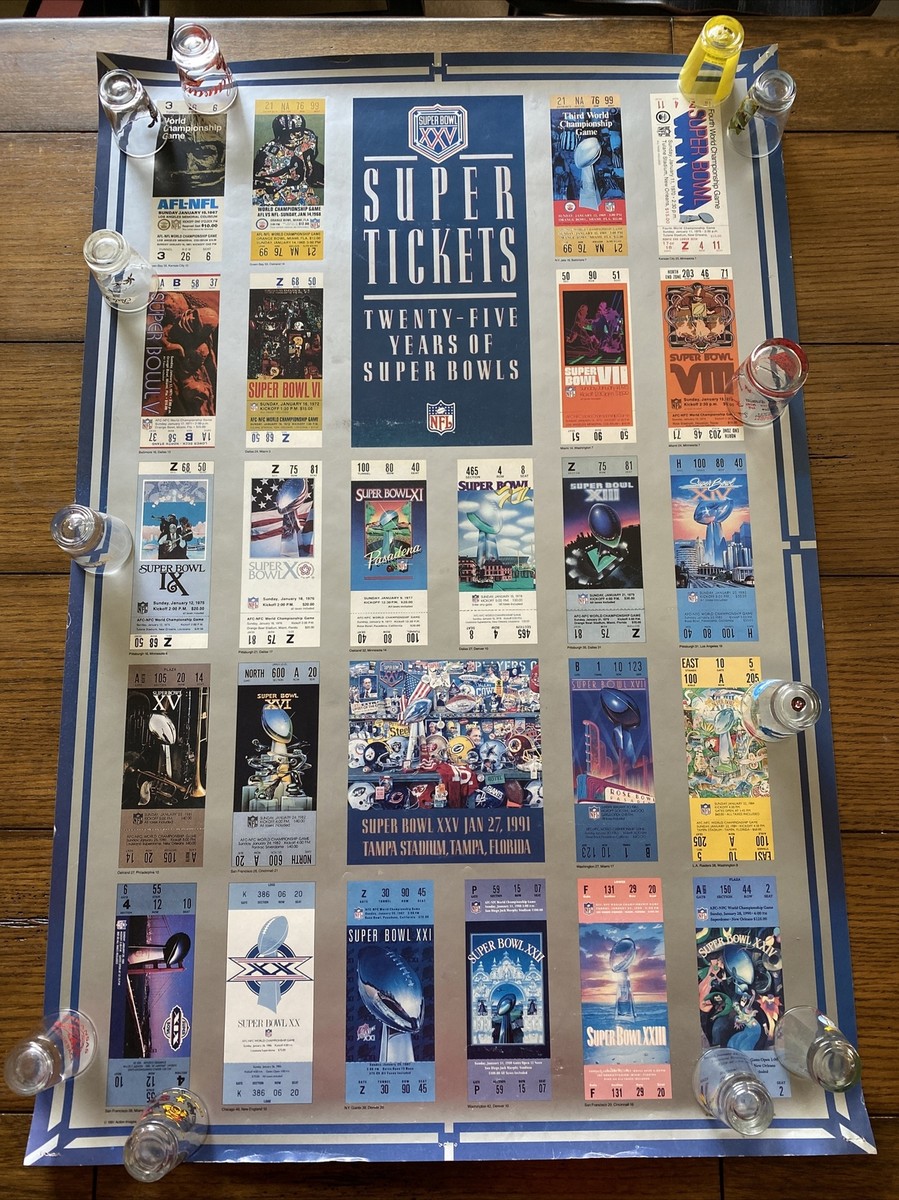Poster NFL Football 25 Years of Super Bowl XXV 1991 Tickets 24