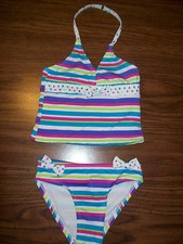 Girls JANTZEN 2-Pc Swim Suit Swimsuit - Size 4 - New NWT MSRP 48 - STRIPES