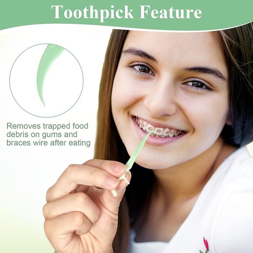 150 Count Orthodontic Flossers For Braces With Floss Dispenser, Braces Flossers  - Picture 4 of 8