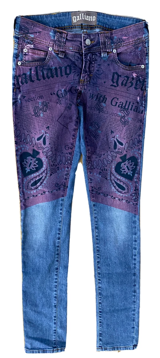 JOHN GALLIANO🔥 Blue/Purple Newspaper Print Jeans/Pants Size 28/42