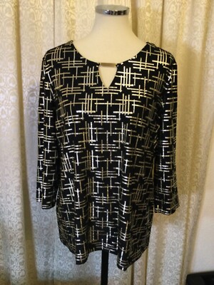 JM Collection XL Top, Dressy, Fancy, Sparkly, Black and Gold, NWOT