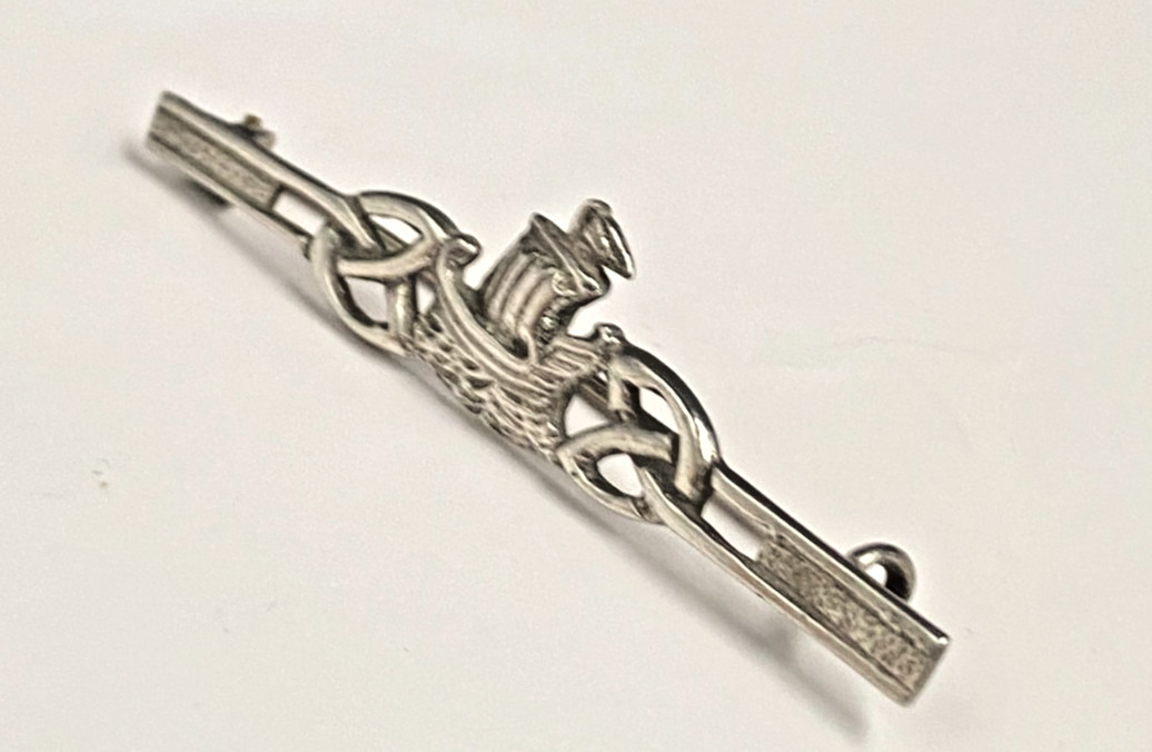 Antique c1930s Scottish Solid Silver Viking Longs… - image 4