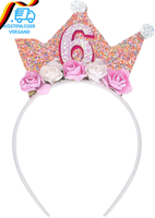 Shirene Geburtstagskrone,Krone Geburtstag MäDchen Krone Glitzer Tiara Mit Rose B