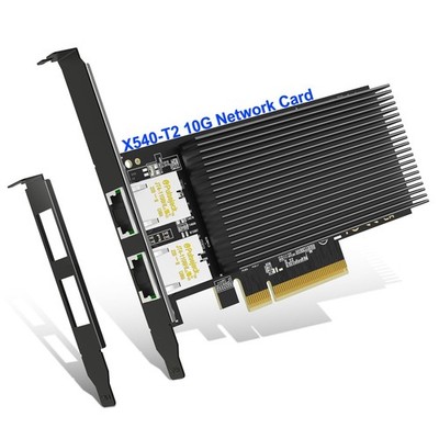 10Gb Dual LAN Base-T PCI-e Network Card, Intel X540 Controller, 10Gbps Ethern...