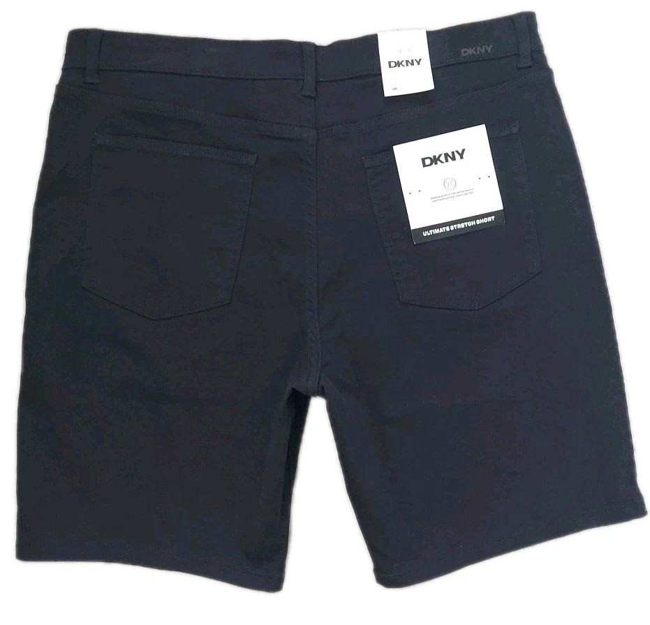 Pantalones cortos negros elásticos bidireccionales DKNY para hombre talla 36 (W38 real") nuevos con etiquetas  Foto 2 de 4