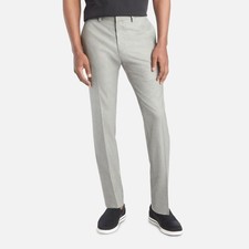 Kenneth Cole Mens Slim fit Dress Pants 36 / 32 Light Grey Solid Stretch