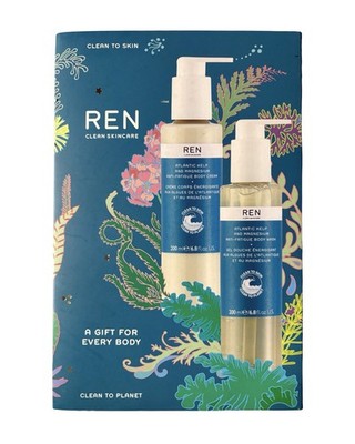REN Atlantic Kelp Magnesium Body Cream Body Wash Anti Fatigue Full Size Box Set