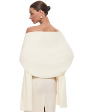 Women's Ivory White Pashmina Shawl Wraps for Evening Dress Large Scarf Blanke...