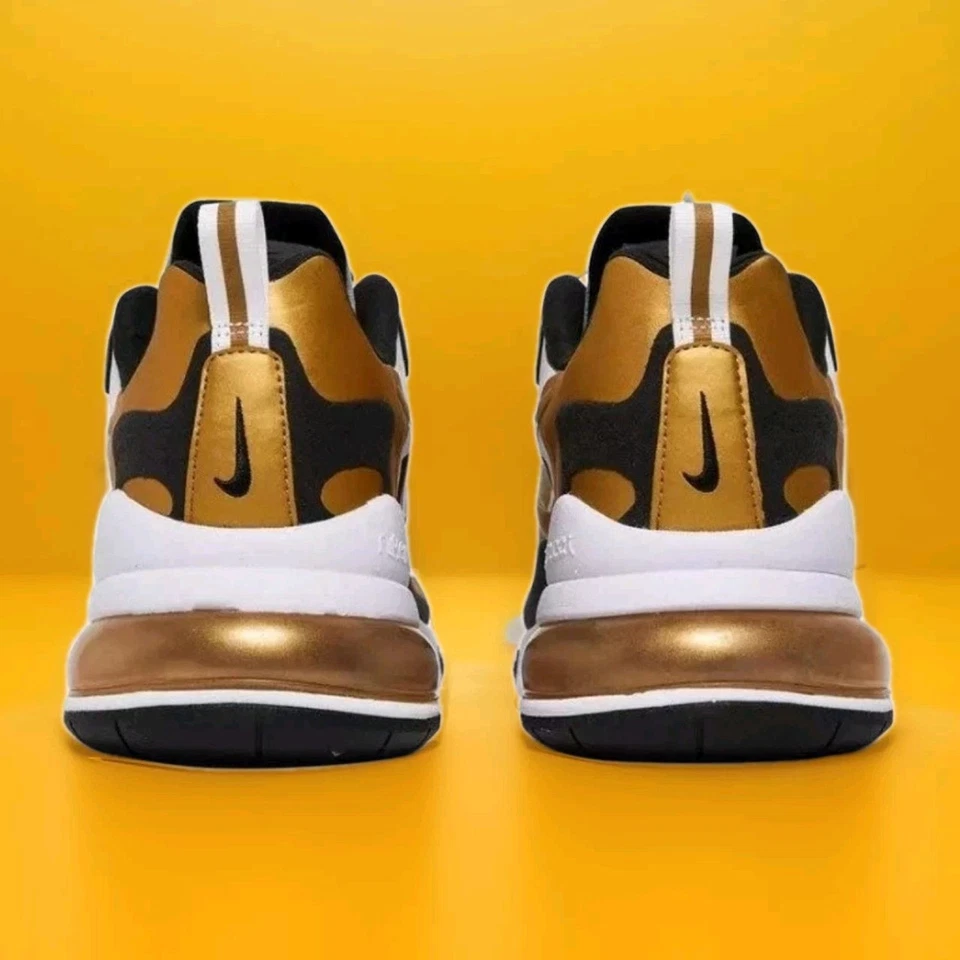 Nike Air Max 270 React White Black Metallic Gold CW7298-100 Sneaker Trainer 8.5 - Image 3 of 4