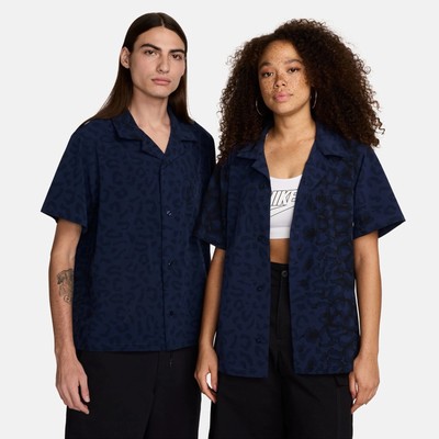 Size S- Nike SB Print Bowler Short-Sleeve Button-Up Skate Shirt, Midnight Navy.