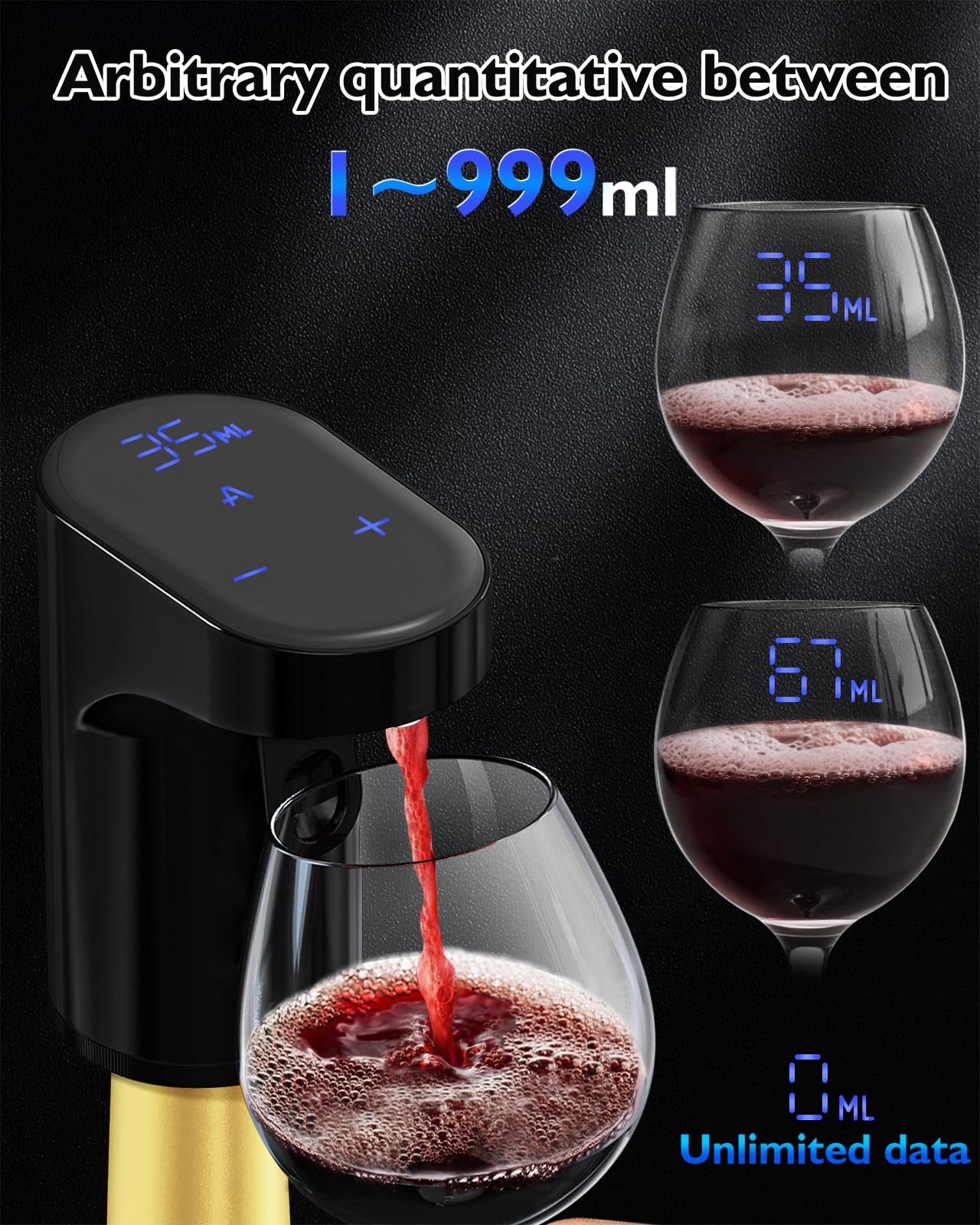 Smart Digital Wine Dispenser for Home Bar & Electric Aerator with Auto Stop, ...