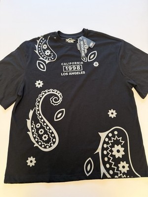 Eighty Eight Men XL T-Shirt Paisley Graphic Black Streetwear Loose Fit Tee NWT