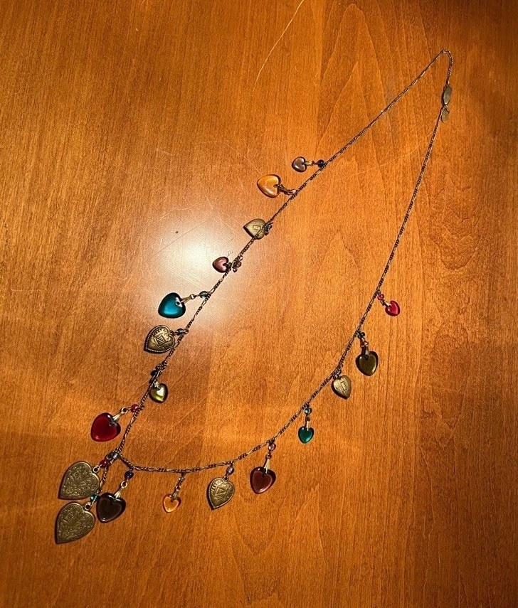 Glass Works Studio Gws Chain Necklace Brass & Colorful Glass Heart