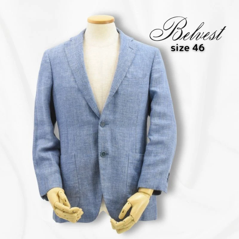 Jaqueta de verão de lã linho BELVEST ordem sob medida Beams em bom estado tamanho 46 - Imagem 2 de 4