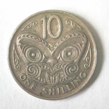 1969 New Zealand 10 Cents One Shilling Coin Queen Elizabeth II KM#35 VF+ World