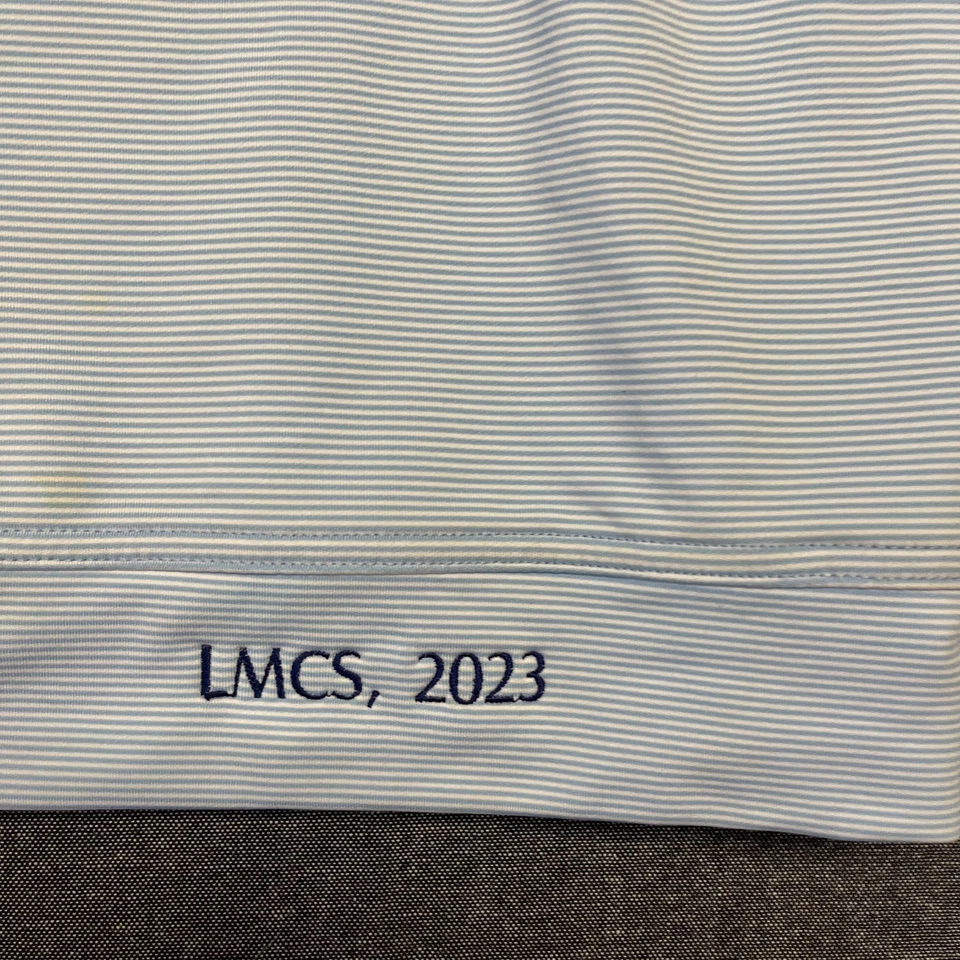 Peter Millar Men's Shirt Size L Blue Stripe Quarter Zip Pullover Polyester Blend - Image 4 of 4