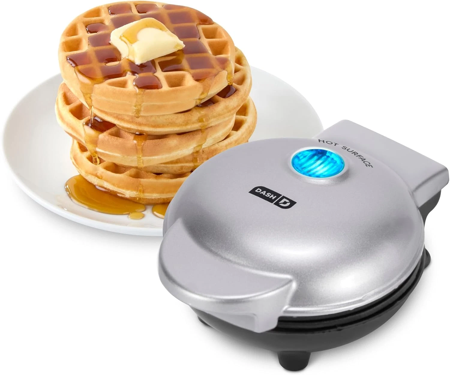 Mini Maker for Waffles, Hash Browns, Keto Chaffles, 4 Inch, Silver