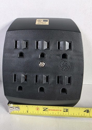 GE 6-Outlet Extender Wall Tap Grounded Adapter Charging Station 3-Prong Black - Picture 15 of 21