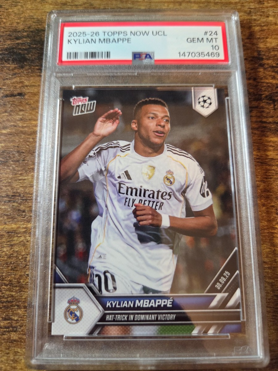 2025-26 Topps Now UCL Kylian Mbappe Hat Trick PSA 10 Gem Mint #24