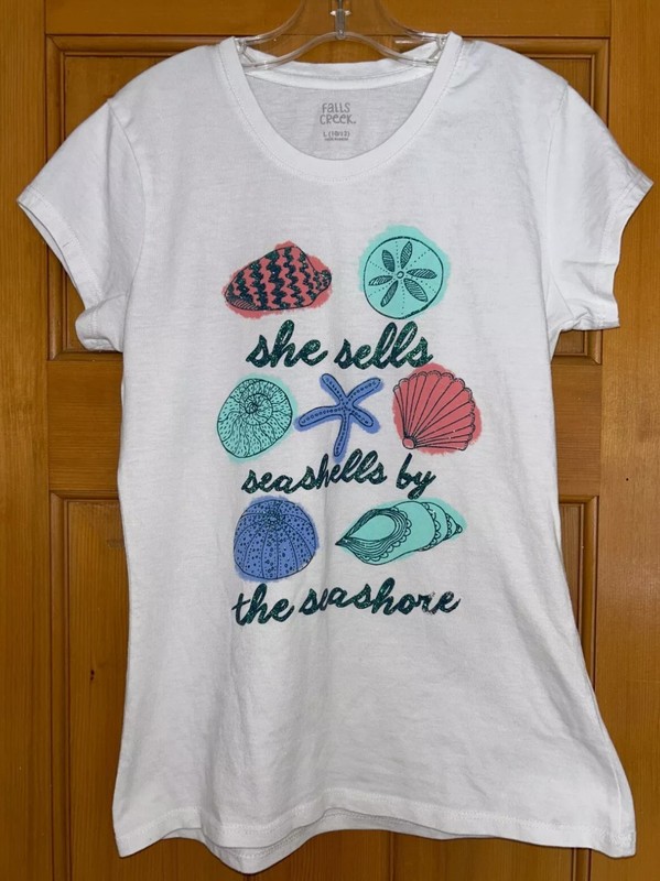Girls' Size 10/12 Large Falls Creek Shirt with Seashells