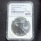 2020 (W) Silver Eagle NGC MS69  Struck at West Point Mint. .99¢ Bids Weekly