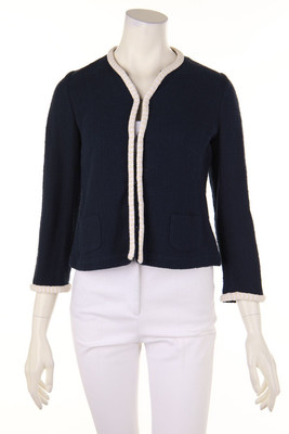 VILAGALLO Bouclé Blazer Cotton I 40 = D 34 navy blue NEW