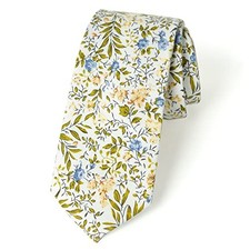 Men's Skinny Slim Cotton Floral Print Neckties One Size 63-yellow Blue