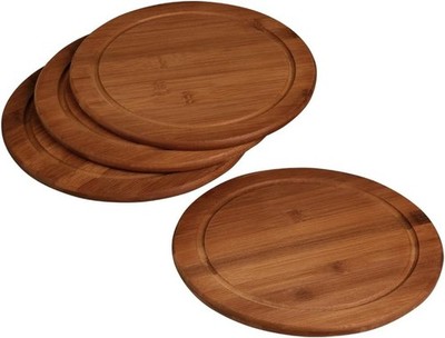 Kesper  59442 | 4er Set  Fleischteller  ø 25 cm  Bambus  Vesperteller Jausebrett