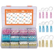 300Pcs Marine Grade Heat Shrink Ring Connectors Kit 10,1/4",5/16",3/8", Thic...