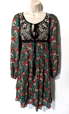 Anthropologie Floreat Women’s Ottava Peasant Dress Sz Medium Viscose Cottagecore