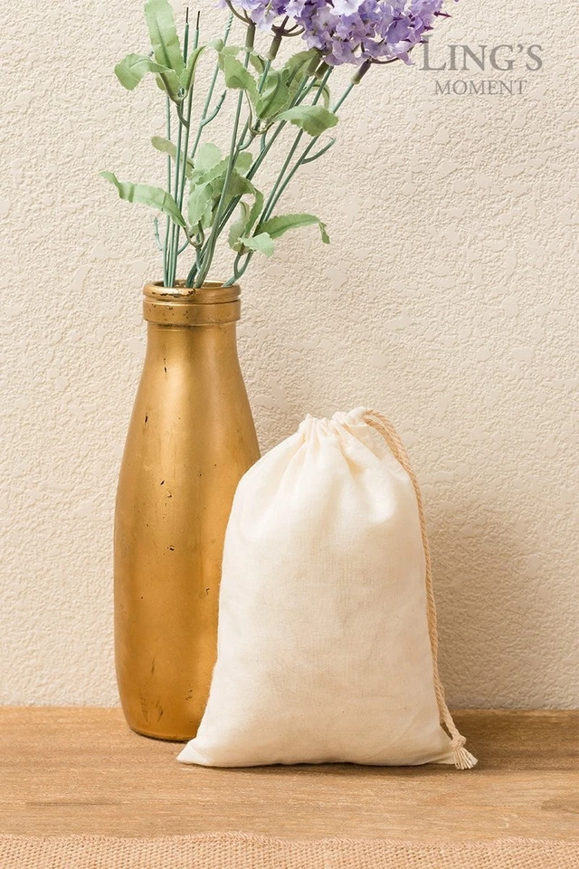 Bolsas Ling's Moment 25 piezas 5x7 algodón natural transparente muselina favor Foto 3 de 4