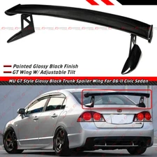 For 2006-2011 Honda Civic Sedan MU GT Style Gloss Black Trunk Spoiler High Wing