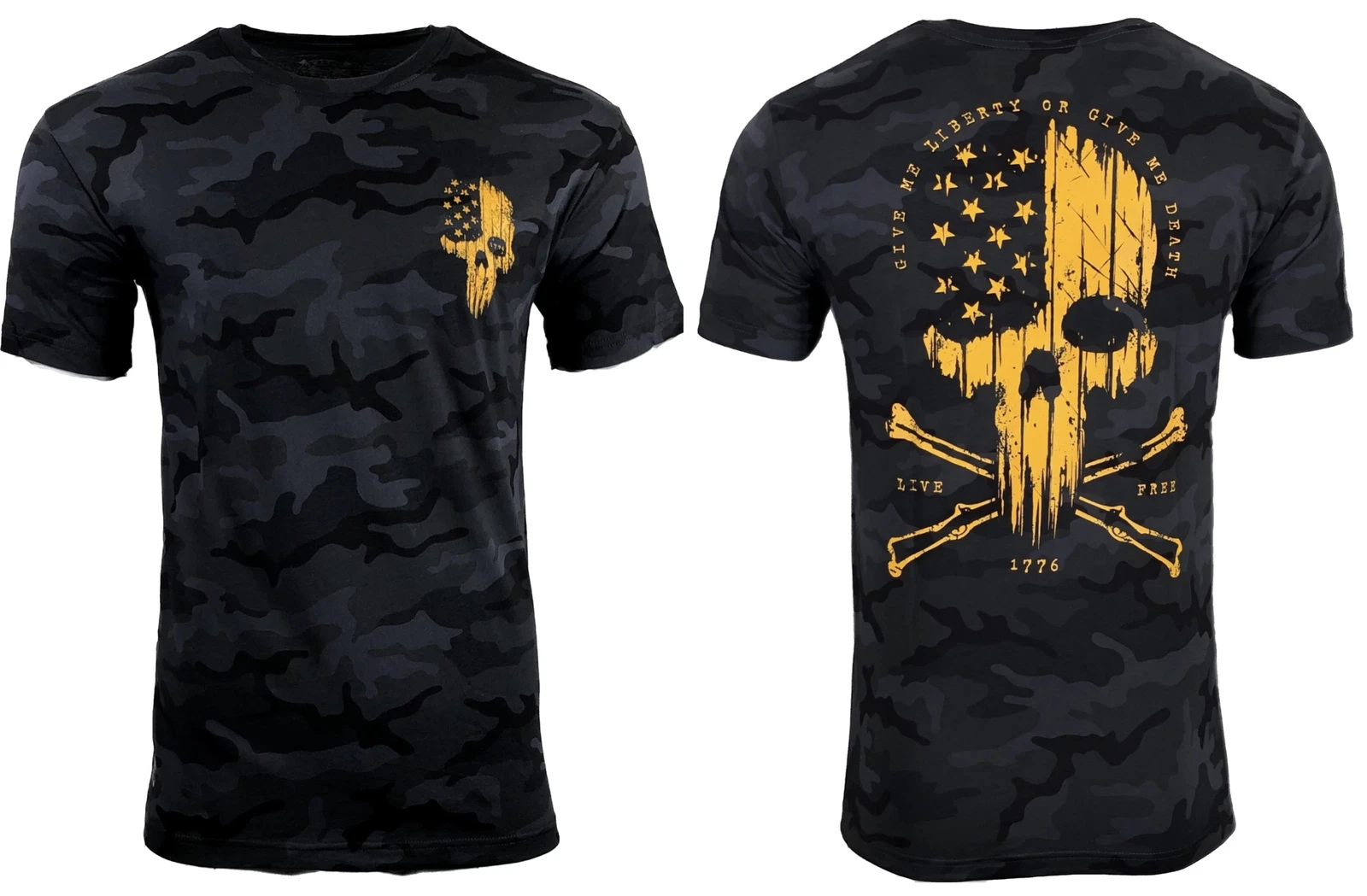 Howitzer Style Men's T-Shirt LIBERTY OR DEATH Black Camo Military Grunt
Opens in a new window or tab